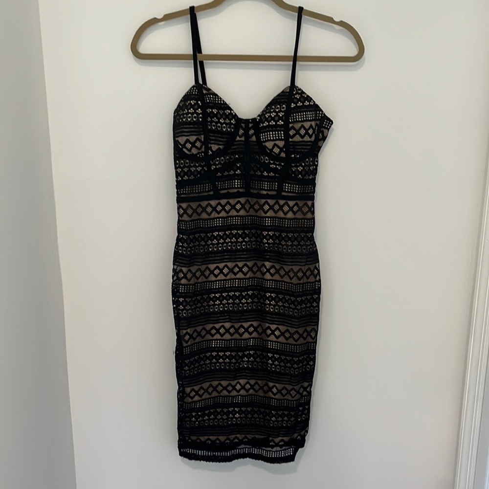 Black lace midi dress